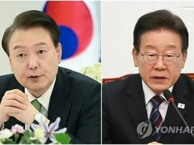 尹錫悦大統領（左）と李在明・共に民主党代表（資料写真）＝（聯合ニュース）