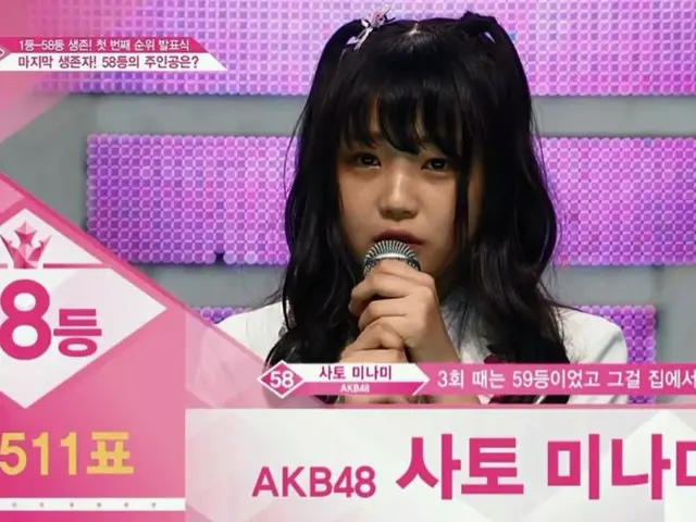 PRODUCE 48、最後にギリギリセーフの58位を発表。