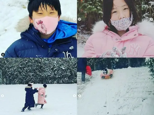 女優イ・ヨンエ、双子の子供たちと過ごした初雪の日の様子を公開。