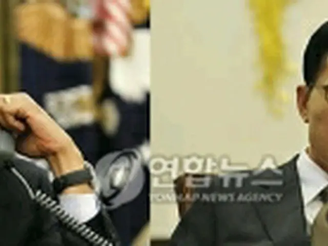 電話会談するオバマ大統領（左）と李大統領（資料写真）＝（聯合ニュース）