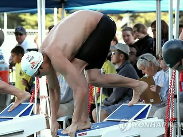 男子自由形200メートルで優勝した朴泰桓＝18日、サンタクララ（聯合ニュース）