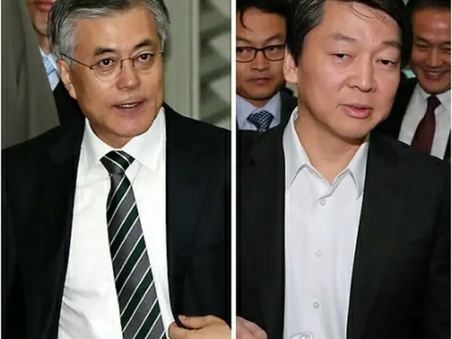 文氏（左）と安氏＝（聯合ニュース）