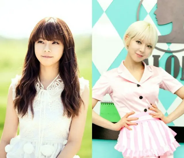 JUNIEL（左）とAOAのチョア（右）:FNCエンターテインメントより(提供:OSEN)