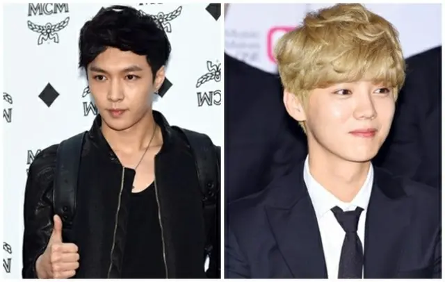 「EXO」の中国人メンバー、LAY（写真左）が専属契約効力不存在確認訴訟を提起したLUHAN（写真右）に応援メッセージを伝えた（提供:news1）