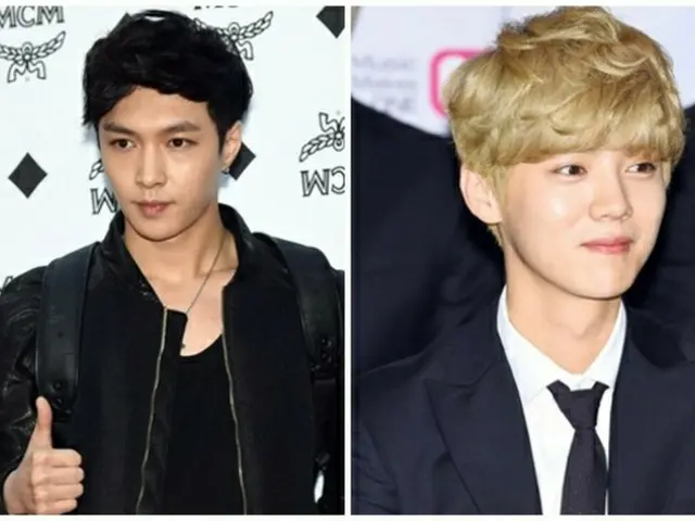 「EXO」の中国人メンバー、LAY（写真左）が専属契約効力不存在確認訴訟を提起したLUHAN（写真右）に応援メッセージを伝えた（提供:news1）