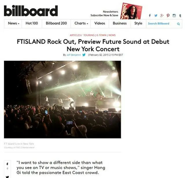 米ビルボードが FNCエンターテイメント所属の人気バンド 「FTISLAND」の音楽に注目した。（提供:OSEN）