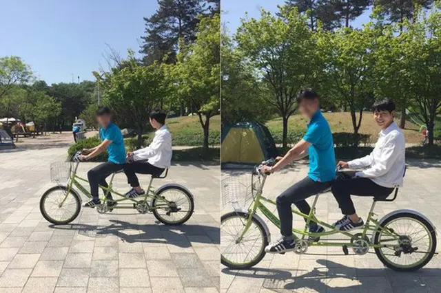 韓国男性グループ「JYJ」ユチョンが“カップル自転車”写真を公開し話題だ。（提供:OSEN）