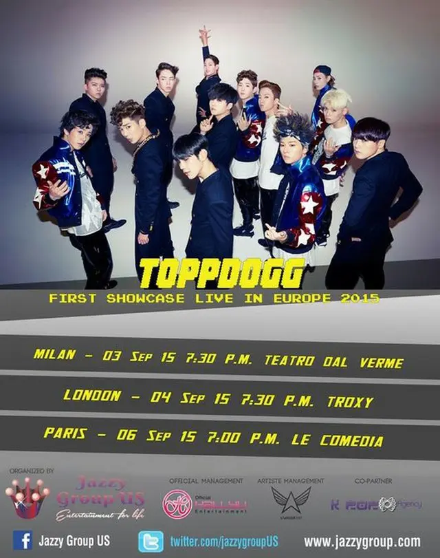 韓国アイドルグループ「ToppDogg」が「World ToppKlass」欧州ツアーを開始する。（提供:OSEN）