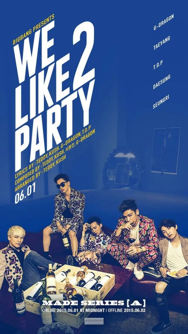 韓国男性グループ「BIGBANG」の6月2つ目の新曲「WE LIKE 2 PARTY」にG-DRAGON、T.O.P、TEDDY、ソ・ウォンジンが作詞・作曲に参加したことがわかった。（提供:OSEN）