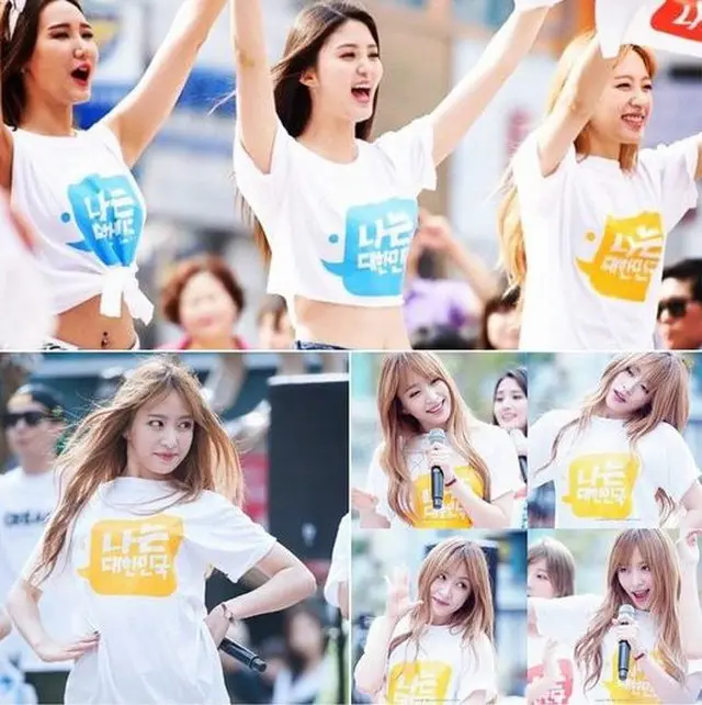 韓国ガールズグループ「EXID」の人気メンバー、ハニ（23）が衣装のTシャツを前後反対に着た写真を公開し、笑いを誘っている。（提供:OSEN）