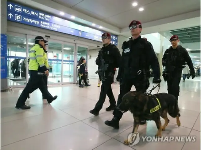 警戒が強化された仁川国際空港＝３１日、仁川（聯合ニュース）