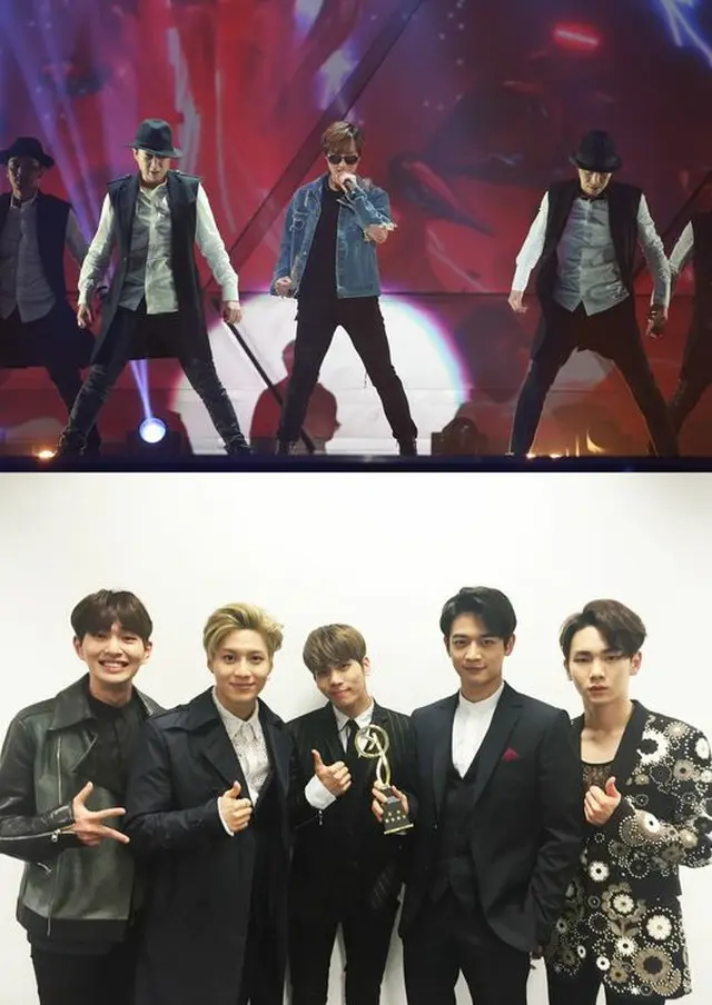 韓国アイドルグループ「SHINee」と男性歌手KANGTAは、中国で開催された音楽授賞式でそろって受賞した。（提供:OSEN）