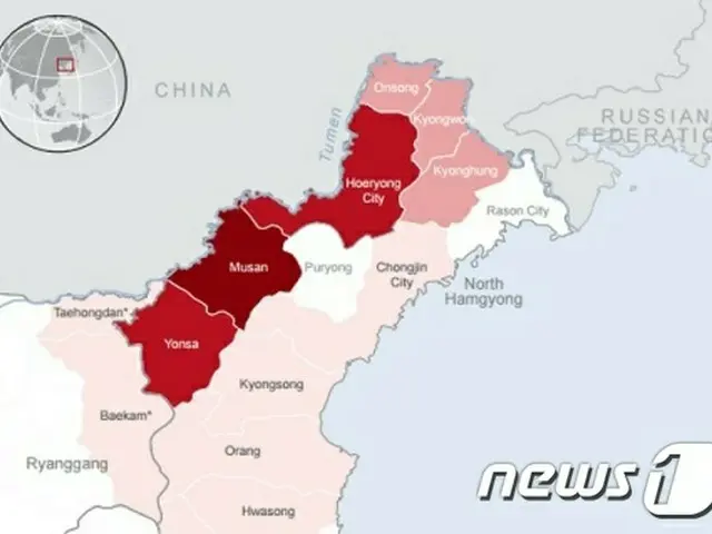 北朝鮮の東北部地域で今月初めの台風による深刻な洪水被害が発生し、少なくとも133人が死亡し400人が行方不明となっている。