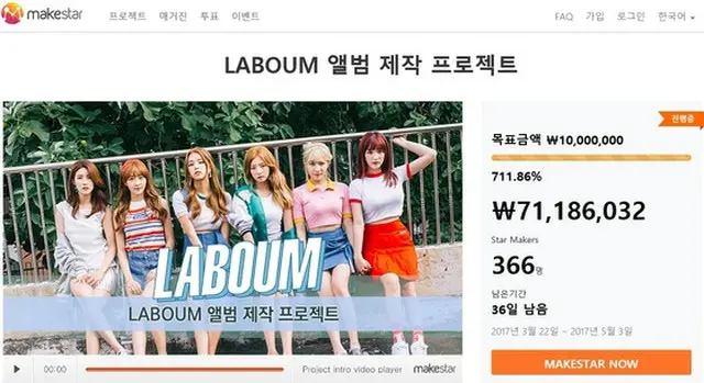 「LABOUM」、アルバム制作プロジェクト達成率700%突破（提供:news1）