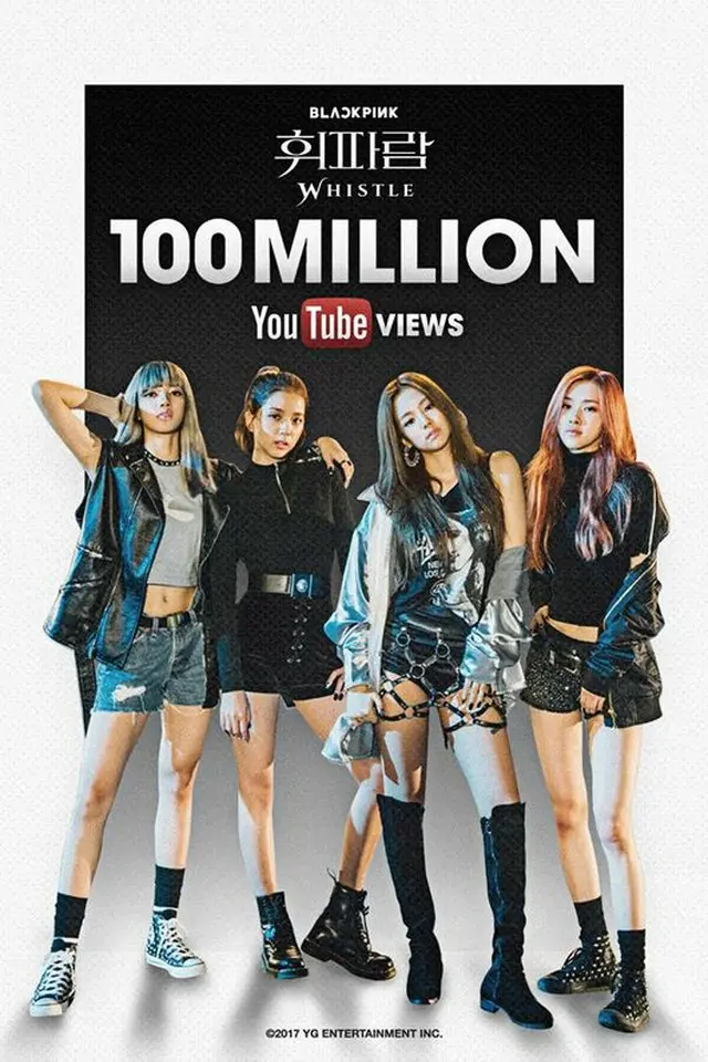 韓国ガールズグループ「BLACKPINK」のデビュー曲「口笛（WHISTLE）」MVが、YouTubeでの再生回数1億回を突破した。（提供:OSEN）