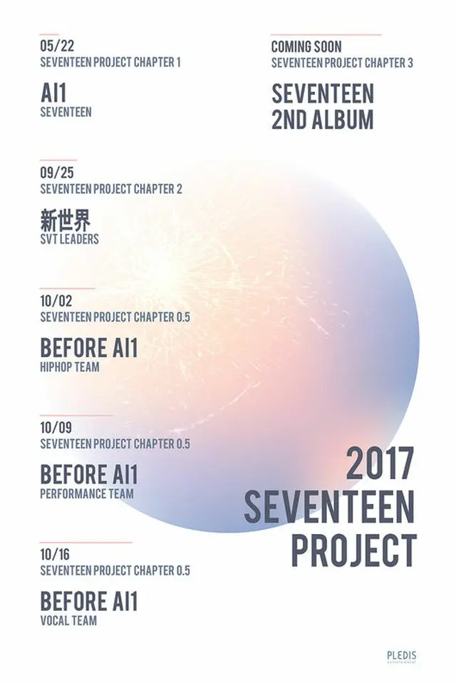 「SEVENTEEN」が17日、公式SNSを通じて、「2017 SEVENTEEN PROJECT」のタイムテーブルを公開。今年下半期の大々的な活動を予告した。（提供:OSEN）