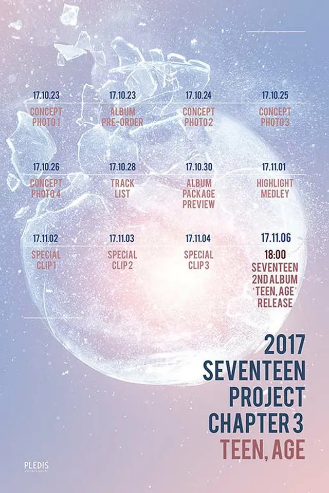 韓国ボーイズグループ「SEVENTEEN」が、2ndアルバムのプロモーションタイムテーブルを公開した。（提供:OSEN）