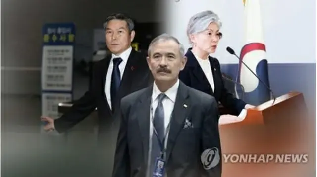 （左から）韓国国防部の鄭長官、ハリス駐韓米国大使、韓国外交部の康長官（コラージュ）＝（聯合ニュース）