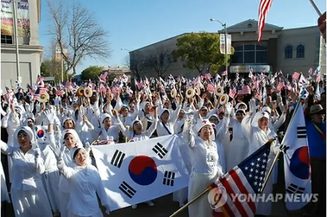 2012年に米カリフォルニア州で行われた三・一独立運動の再現行事（資料写真）＝（聯合ニュース）