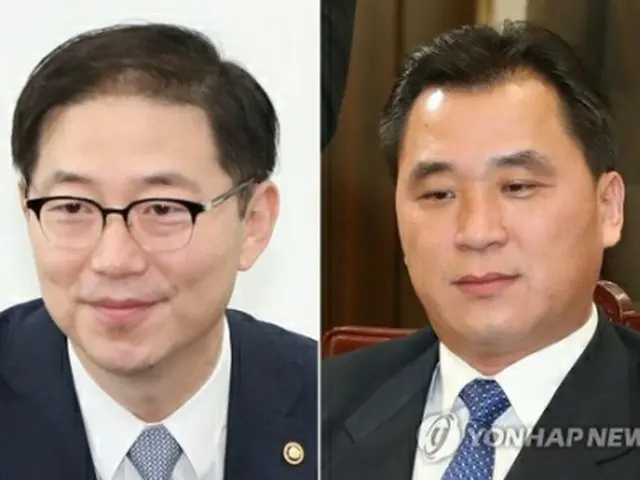 南北共同連絡事務所韓国側所長の千海成氏（左）と北朝鮮側所長代理の黄忠誠氏（資料写真）＝（聯合ニュース）