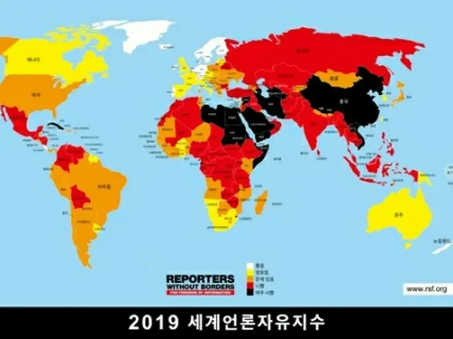 報道の自由度を表した世界地図＝（聯合ニュース）