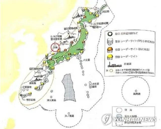 日本の19年版防衛白書に掲載された地図。独島を「竹島」と表記している（赤丸で囲った部分）=27日、東京（聯合ニュース）