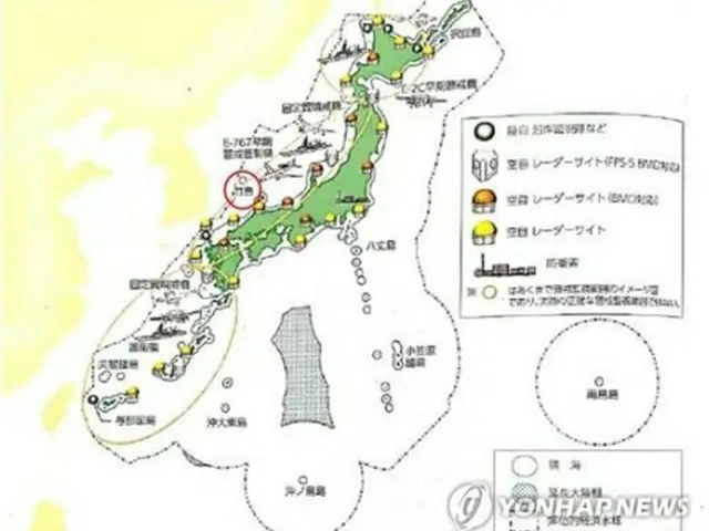 日本の19年版防衛白書に掲載された地図。独島を「竹島」と表記している（赤丸で囲った部分）=27日、東京（聯合ニュース）