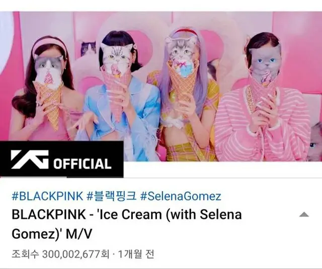 【公式】「BLACKPINK」、「Ice Cream」MVが公開約1か月でYouTube再生回数3億回突破…いよいよ明日（10/2）1stアルバム発売（画像提供:wowkorea）