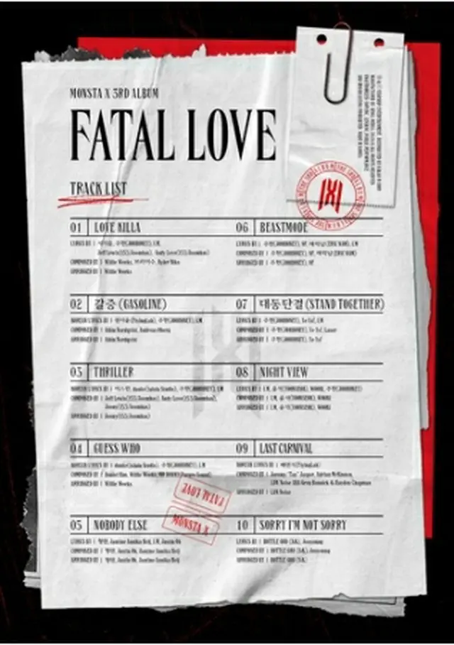 MONSTA　Xが11月2日にアルバム「FATAL　LOVE」をリリースする（所属事務所提供）＝（聯合ニュース）≪転載・転用禁止≫