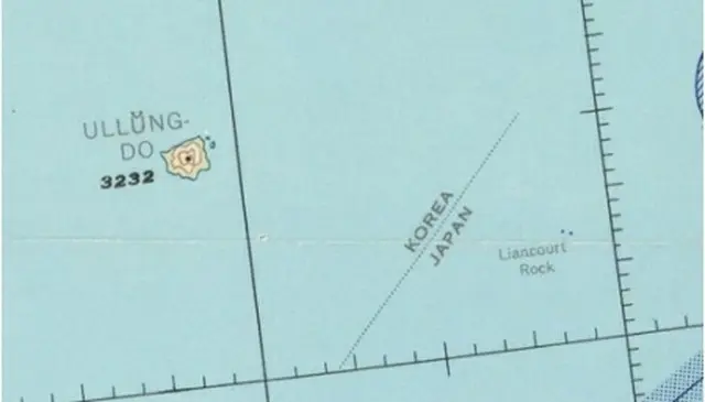 日本国際問題研究所が公開した１９５４年の航空図の一部（同研究所ＨＰより）＝（聯合ニュース）≪転載・転用禁止≫