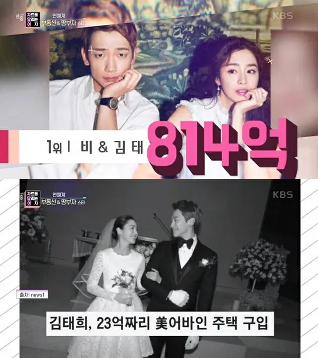 Rain(ピ)＆キム・テヒ夫婦、814億ウォンで韓国芸能人で不動産資産1位に…クォン・サンウやチョン・ジヒョンを制す（画像提供:wowkorea）