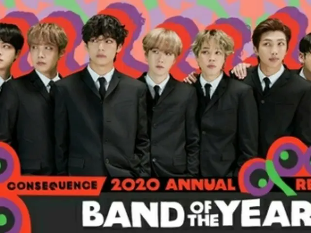 BTSが米音楽サイト「コンシークエンス・オブ・サウンド」の「2020バンド・オブ・ザ・イヤー」に選ばれた（同サイトの公式ツイッターより）＝（聯合ニュース）≪転載・転用禁止≫