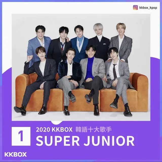 「SUPER JUNIOR」が、台湾最大のオンライン音楽サイト「KKBOX」が選んだ「2020年のアーティスト「韓国歌手」部門で1位を占めた。（画像提供:OSEN）