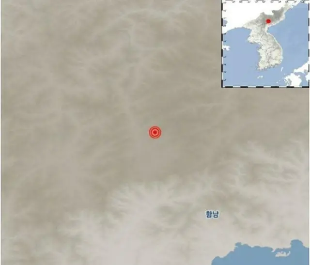 北朝鮮の咸鏡南道・長津の北東43キロの地域でM2．3の地震が発生した（気象庁ホームページより）＝（聯合ニュース）≪転載・転用禁止≫