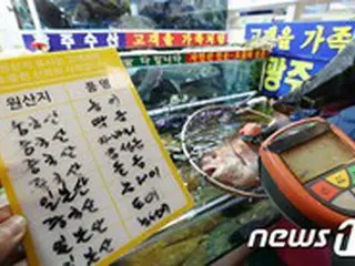 韓国の老舗魚市場、日本産の水産物に対して放射能測定で安全をアピール