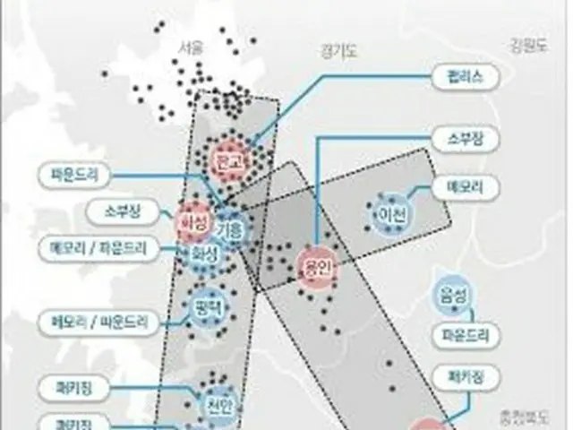 「Ｋ半導体ベルト」の概念図（産業通商資源部提供）＝（聯合ニュース）≪転載・転用禁止≫