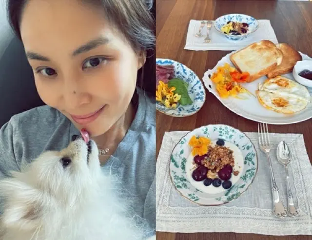 “夫はチャン・ドンゴン”女優コ・ソヨン、愛犬とのツーショットとともに「娘とブランチ」と週末の朝を伝える（画像提供:wowkorea）