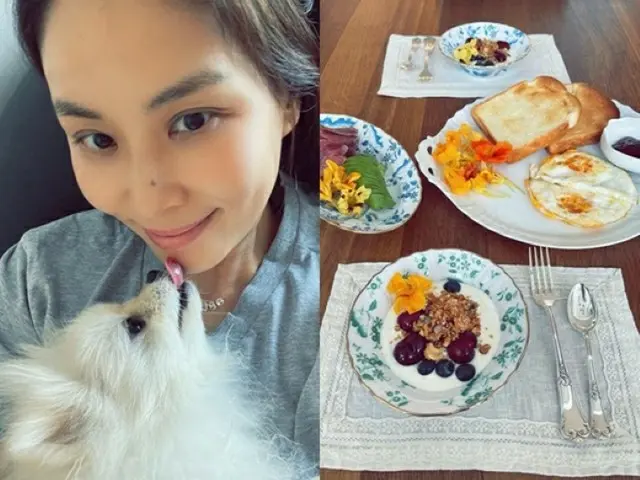 “夫はチャン・ドンゴン”女優コ・ソヨン、愛犬とのツーショットとともに「娘とブランチ」と週末の朝を伝える（画像提供:wowkorea）