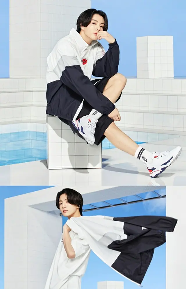 「BTS（防弾少年団）」JUNG KOOKが「FILA」のグラビアで、清涼感あふれる美少年の姿を見せた。（画像提供:wowkorea）