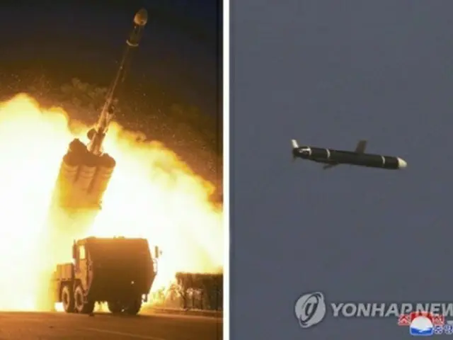 北朝鮮が発射したとする新型長距離巡航ミサイル＝（朝鮮中央通信＝聯合ニュース）≪転載・転用禁止≫