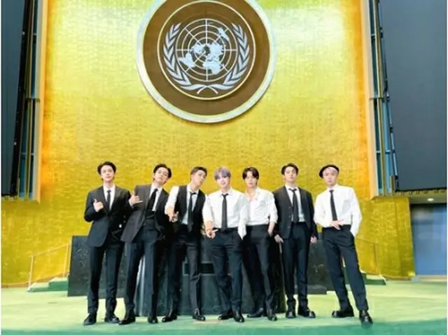 国連本部を訪れたBTS（BTS公式ツイッターより）＝（聯合ニュース）≪転載・転用禁止≫