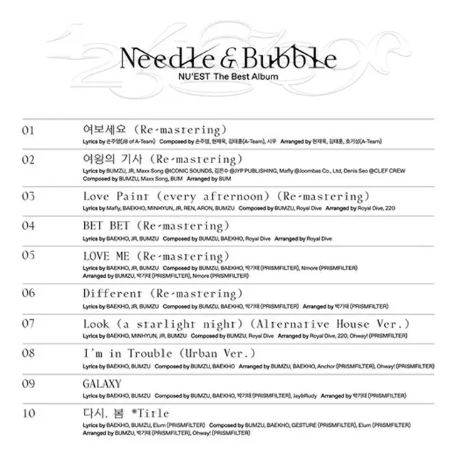 「NU’EST」、ベストアルバム「Needle ＆ Bubble」のトラックリスト公開（画像提供:wowkorea）