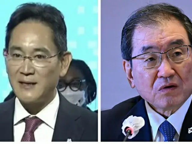 韓国サムスン電子の李在鎔副会長（左）と経団連の十倉雅和会長（住友化学株式会社会長）（画像提供:wowkorea）