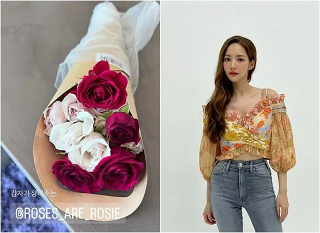 「BLACKPINK」のメンバー・ROSEからバラの花束のプレゼントをもらった（画像提供:wowkorea）