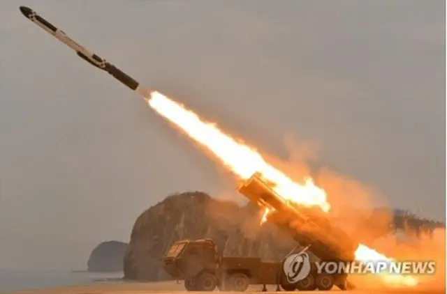 北朝鮮が今年１月に発射した巡航ミサイル＝（朝鮮中央通信＝聯合ニュース）≪転載・転用禁止≫