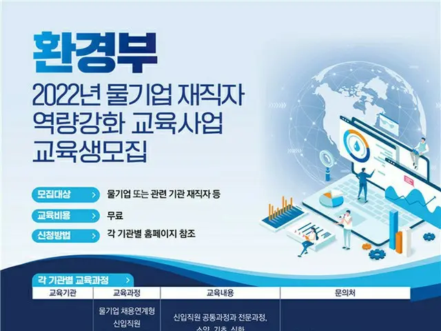 韓国環境省による「“水”企業在職者の職務力強化教育事業 教育生募集」の案内（画像提供:wowkorea）