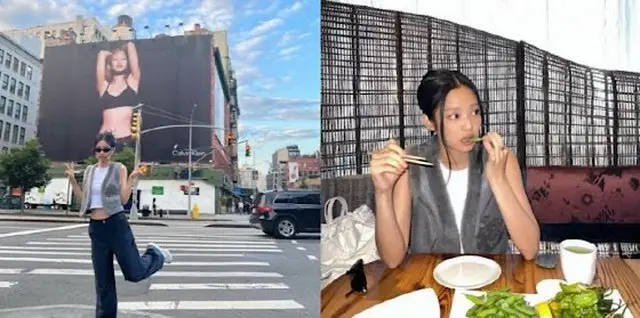 JENNIE（BLACKPINK）、ニューヨークで広告板認証ショット…「誇らしい瞬間」（画像提供:wowkorea）
