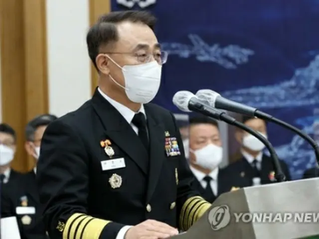 国政監査で発言する韓国の李鍾皓・海軍参謀総長（共同取材団）＝21日、鶏竜（聯合ニュース）