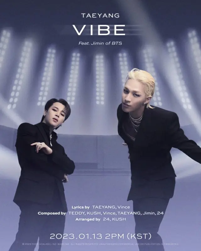 SOL（BIGBANG）＆JIMIN（BTS）、「VIBE」クレジットポスター公開…超豪華プロデューサー陣にも期待（画像提供:wowkorea）