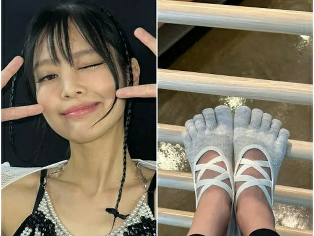 「BLACKPINK」JENNIE、レギンス+5本指ソックスさえもヒップに（画像提供:wowkorea）